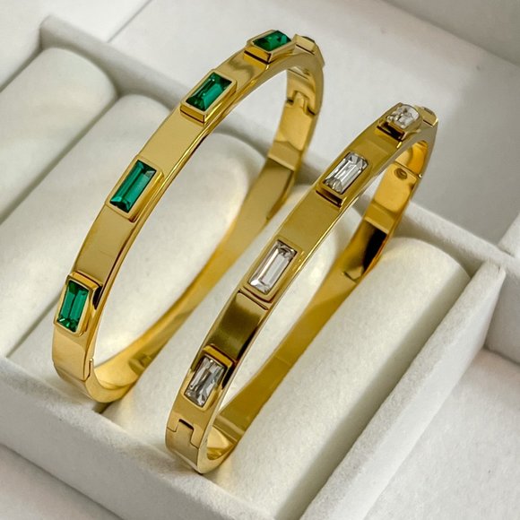 Bangles with Gemstones Bangle Bracelets for Women Gold Bangles Unique Bangles - Picture 6 of 9